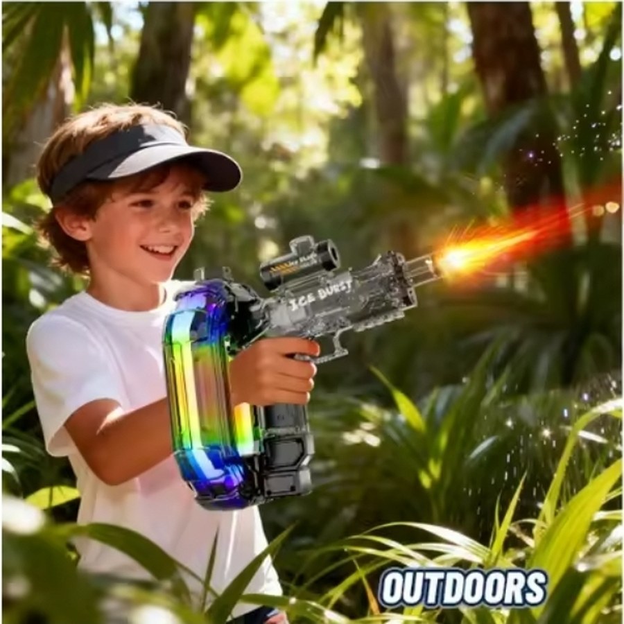 Kids enjoying outdoors with a water blaster